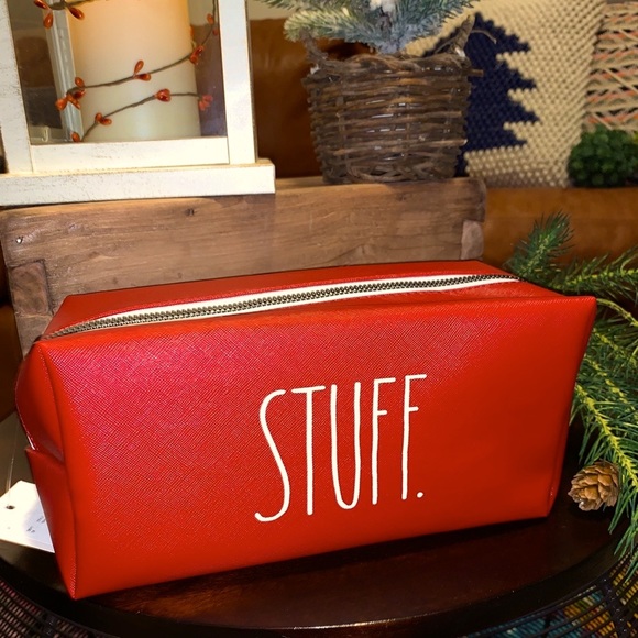 Rae Dunn Red STUFF cosmetic bag. Dopp kit. NWT - Picture 5 of 5